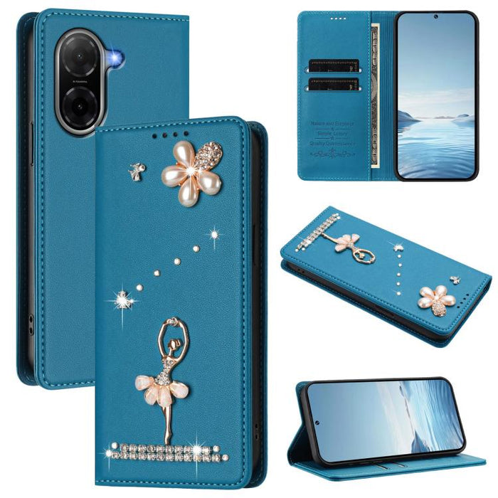Funda para teléfono de piel vegana con protección RFID y diamantes de imitación de la bailarina de ballet, For Redmi Note 15 Pro+ 5G Global 163.3mm, For Redmi Note 15 5G / 4G Global 164mm, For Redmi Note 15 Pro 4G Global 163.2mm                        ...