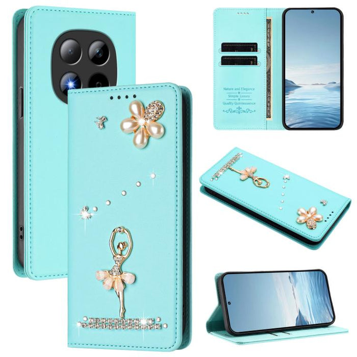 Funda para teléfono de piel vegana con protección RFID y diamantes de imitación de la bailarina de ballet, For Redmi Note 15 Pro+ 5G Global 163.3mm, For Redmi Note 15 5G / 4G Global 164mm, For Redmi Note 15 Pro 4G Global 163.2mm                        ...