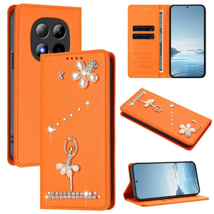 Funda para teléfono de piel vegana con protección RFID y diamantes de imitación de la bailarina de ballet, For Redmi Note 15 Pro+ 5G Global 163.3mm, For Redmi Note 15 5G / 4G Global 164mm, For Redmi Note 15 Pro 4G Global 163.2mm                        ...