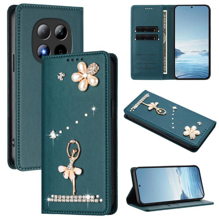 Funda para teléfono de piel vegana con protección RFID y diamantes de imitación de la bailarina de ballet, For Redmi Note 15 Pro+ 5G Global 163.3mm, For Redmi Note 15 5G / 4G Global 164mm, For Redmi Note 15 Pro 4G Global 163.2mm                        ...