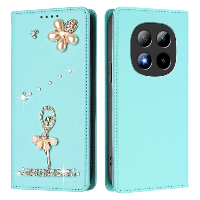 Funda para teléfono de piel vegana con protección RFID y diamantes de imitación de la bailarina de ballet, For Redmi Note 15 Pro+ 5G Global 163.3mm, For Redmi Note 15 5G / 4G Global 164mm, For Redmi Note 15 Pro 4G Global 163.2mm                        ...
