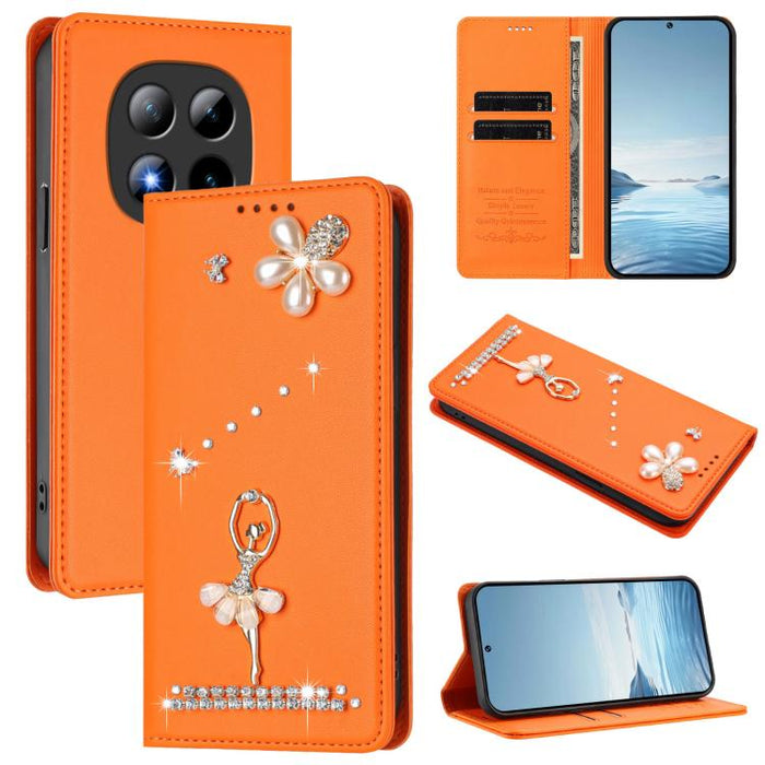 Funda para teléfono de piel vegana con protección RFID y diamantes de imitación de la bailarina de ballet, For Redmi Note 15 Pro+ 5G Global 163.3mm, For Redmi Note 15 5G / 4G Global 164mm, For Redmi Note 15 Pro 4G Global 163.2mm                        ...