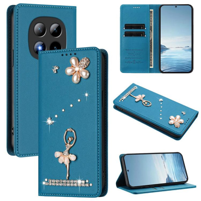 Funda para teléfono de piel vegana con protección RFID y diamantes de imitación de la bailarina de ballet, For Redmi Note 15 Pro+ 5G Global 163.3mm, For Redmi Note 15 5G / 4G Global 164mm, For Redmi Note 15 Pro 4G Global 163.2mm                        ...