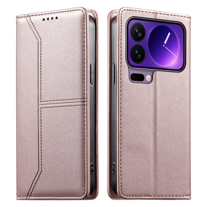 Funda para teléfono de cuero vegano magnética RFID con costuras, For Xiaomi 17 Max 5G, For Xiaomi 17T Pro 5G, For Xiaomi 17T 5G, For Xiaomi Poco X8 Pro 5G / Redmi Turbo 5 5G, For Xiaomi 17 Ultra, For Xiaomi 17 Pro Max, For Xiaomi 17 Pro, For Xiaomi 17 ...