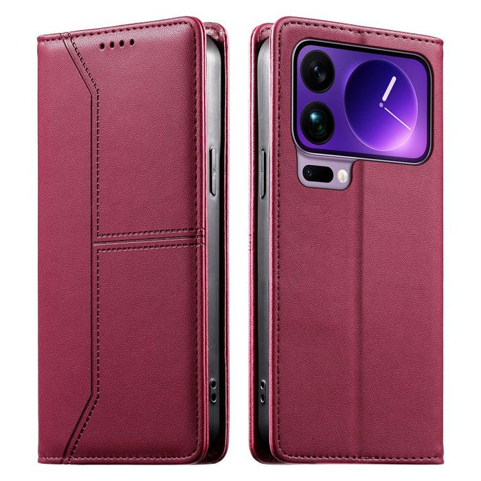 Funda para teléfono de cuero vegano magnética RFID con costuras, For Xiaomi 17 Max 5G, For Xiaomi 17T Pro 5G, For Xiaomi 17T 5G, For Xiaomi Poco X8 Pro 5G / Redmi Turbo 5 5G, For Xiaomi 17 Ultra, For Xiaomi 17 Pro Max, For Xiaomi 17 Pro, For Xiaomi 17 ...