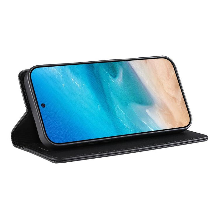Funda para teléfono de cuero vegano magnética RFID con costuras, For Xiaomi Poco F6 / Redmi Turbo 3