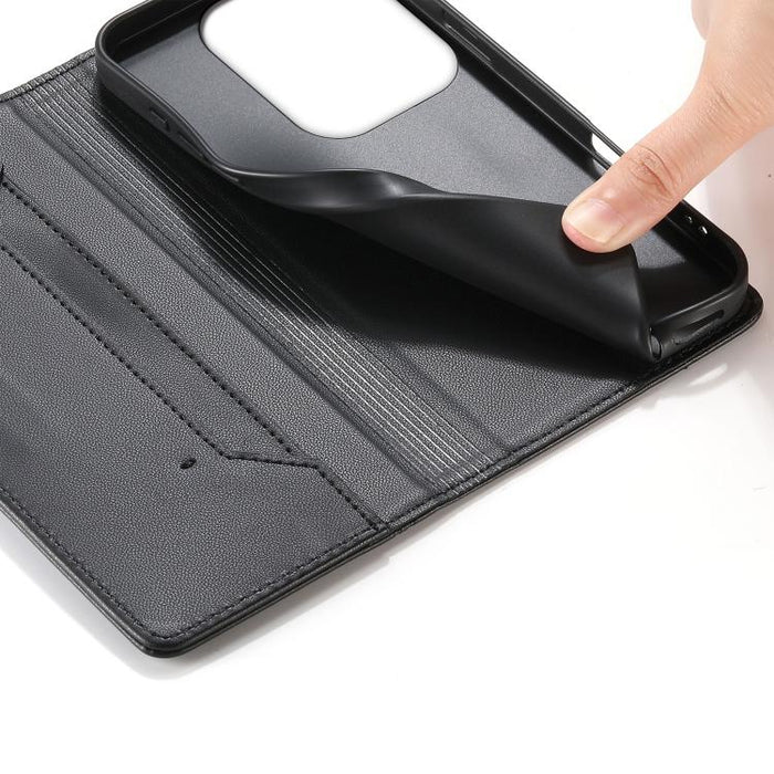 Funda para teléfono de cuero vegano magnética RFID con costuras, For Xiaomi Poco F6 / Redmi Turbo 3