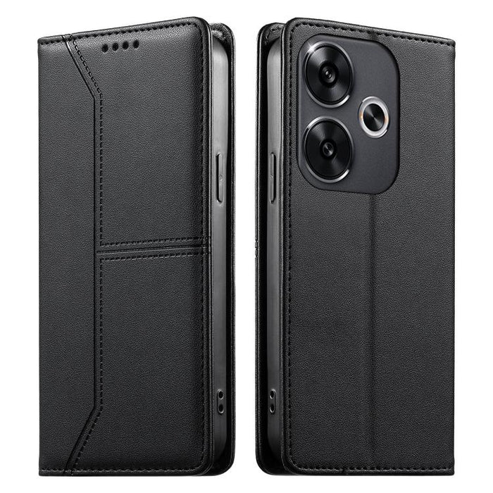 Funda para teléfono de cuero vegano magnética RFID con costuras, For Xiaomi Poco F6 / Redmi Turbo 3