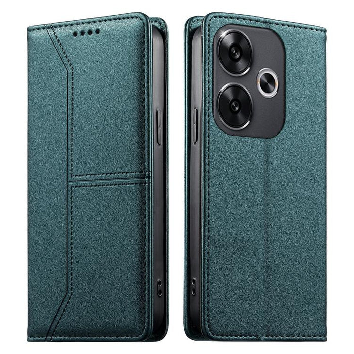 Funda para teléfono de cuero vegano magnética RFID con costuras, For Xiaomi Poco F6 / Redmi Turbo 3