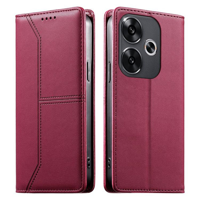 Funda para teléfono de cuero vegano magnética RFID con costuras, For Xiaomi Poco F6 / Redmi Turbo 3