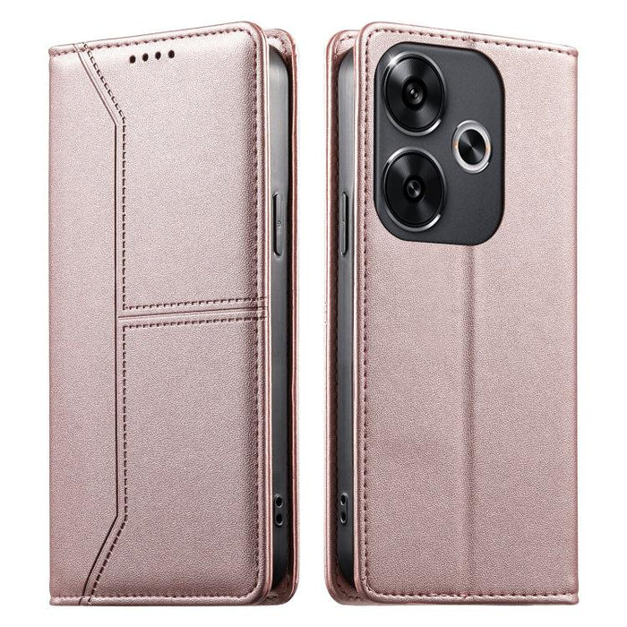 Funda para teléfono de cuero vegano magnética RFID con costuras, For Xiaomi Poco F6 / Redmi Turbo 3