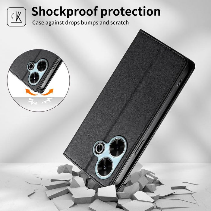 Funda para teléfono de cuero vegano magnética RFID con costuras, For Redmi 13 4G / 5G / Note 13R, For Redmi A3 / A3x / Poco C61, For Redmi K70 / K70 Pro / Poco F6 Pro, For Redmi Note 13 Pro 4G / Poco M6 Pro 4G, For Redmi 13C 4G / 5G / Poco C65         ...