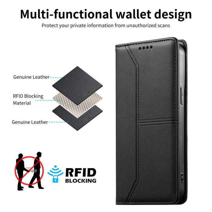 Funda para teléfono de cuero vegano magnética RFID con costuras, For Redmi A7 Pro 4G / 5G 171mm / Poco C85x 5G, For Redmi 15a 5G, For Redmi Turbo 5 Max 5G / Poco X8 Pro Max 5G, For Redmi Note 15 Pro+ 5G Global 163.3mm                                   ...