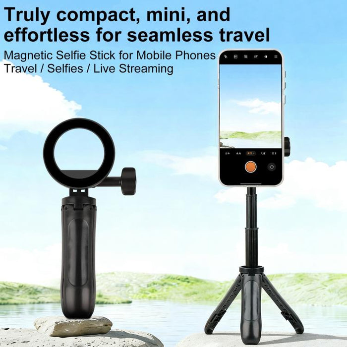 Mini trípode magnético para teléfono, palo selfie extensible, soporte para teléfono
