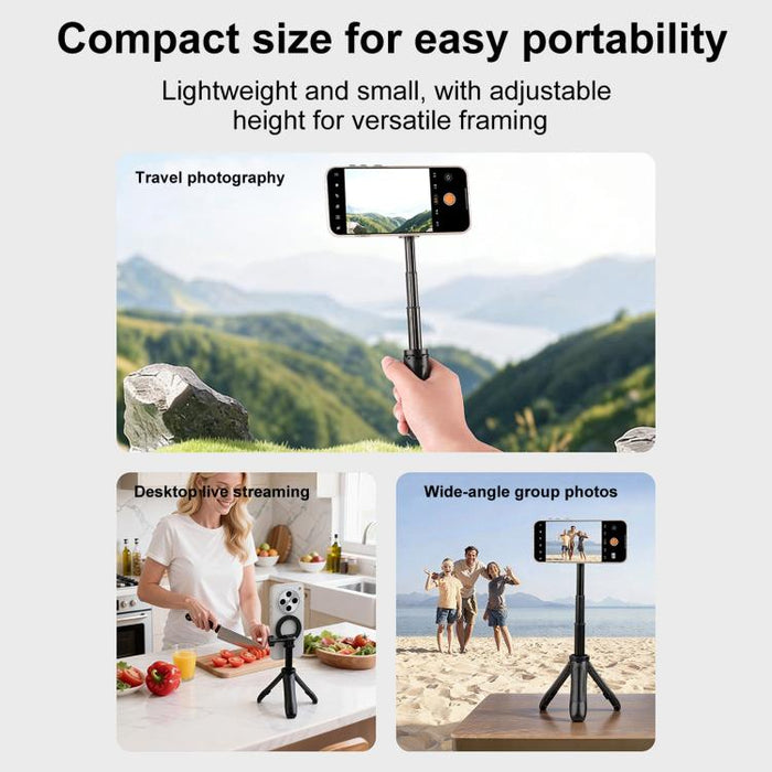 Mini trípode magnético para teléfono, palo selfie extensible, soporte para teléfono