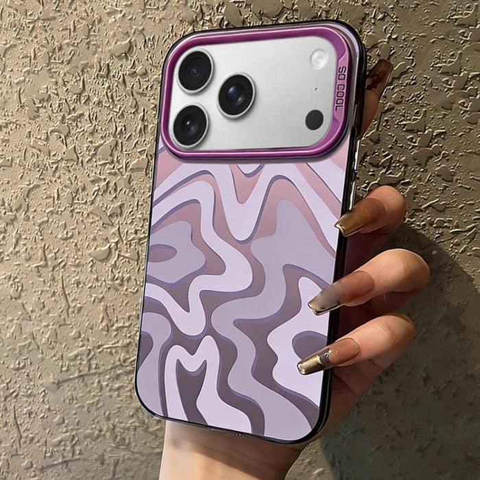 Funda para teléfono 2 en 1 de PC IMD con estampado de rayas onduladas y acabado mate, For iPhone 17e / 16e, For iPhone 17 Pro Max, For iPhone 17 Pro, For iPhone 17, For iPhone Air, For iPhone 16 Pro Max, For iPhone 16 Pro, For iPhone 16 Plus           ...