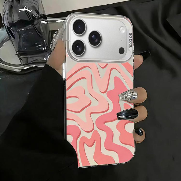 Funda para teléfono 2 en 1 de PC IMD con estampado de rayas onduladas y acabado mate, For iPhone 17e / 16e, For iPhone 17 Pro Max, For iPhone 17 Pro, For iPhone 17, For iPhone Air, For iPhone 16 Pro Max, For iPhone 16 Pro, For iPhone 16 Plus           ...