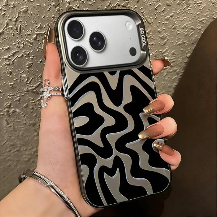 Funda para teléfono 2 en 1 de PC IMD con estampado de rayas onduladas y acabado mate, For iPhone 17e / 16e, For iPhone 17 Pro Max, For iPhone 17 Pro, For iPhone 17, For iPhone Air, For iPhone 16 Pro Max, For iPhone 16 Pro, For iPhone 16 Plus           ...