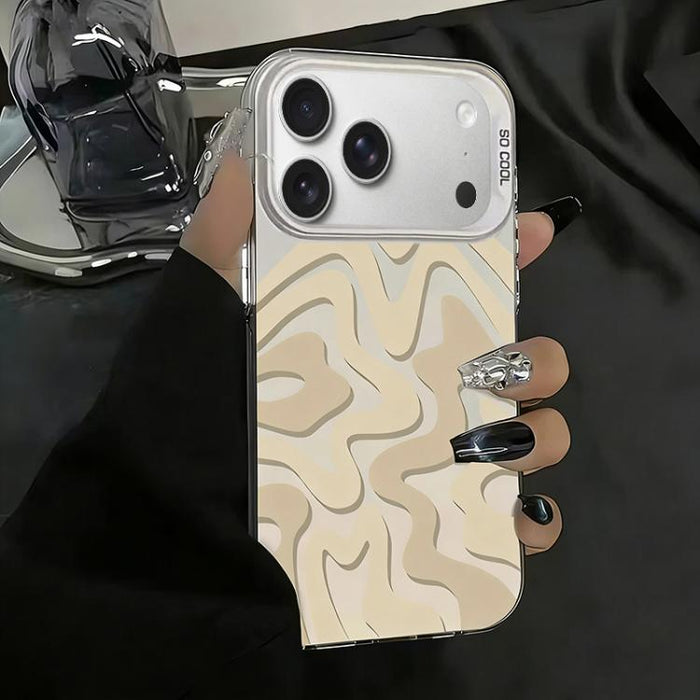 Funda para teléfono 2 en 1 de PC IMD con estampado de rayas onduladas y acabado mate, For iPhone 17e / 16e, For iPhone 17 Pro Max, For iPhone 17 Pro, For iPhone 17, For iPhone Air, For iPhone 16 Pro Max, For iPhone 16 Pro, For iPhone 16 Plus           ...