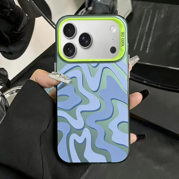 Funda para teléfono 2 en 1 de PC IMD con estampado de rayas onduladas y acabado mate, For iPhone 17e / 16e, For iPhone 17 Pro Max, For iPhone 17 Pro, For iPhone 17, For iPhone Air, For iPhone 16 Pro Max, For iPhone 16 Pro, For iPhone 16 Plus           ...