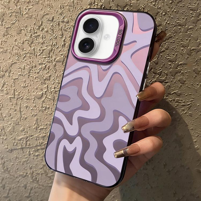 Funda para teléfono 2 en 1 de PC IMD con estampado de rayas onduladas y acabado mate, For iPhone 17e / 16e, For iPhone 17 Pro Max, For iPhone 17 Pro, For iPhone 17, For iPhone Air, For iPhone 16 Pro Max, For iPhone 16 Pro, For iPhone 16 Plus           ...