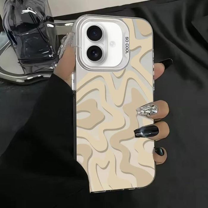 Funda para teléfono 2 en 1 de PC IMD con estampado de rayas onduladas y acabado mate, For iPhone 17e / 16e, For iPhone 17 Pro Max, For iPhone 17 Pro, For iPhone 17, For iPhone Air, For iPhone 16 Pro Max, For iPhone 16 Pro, For iPhone 16 Plus           ...