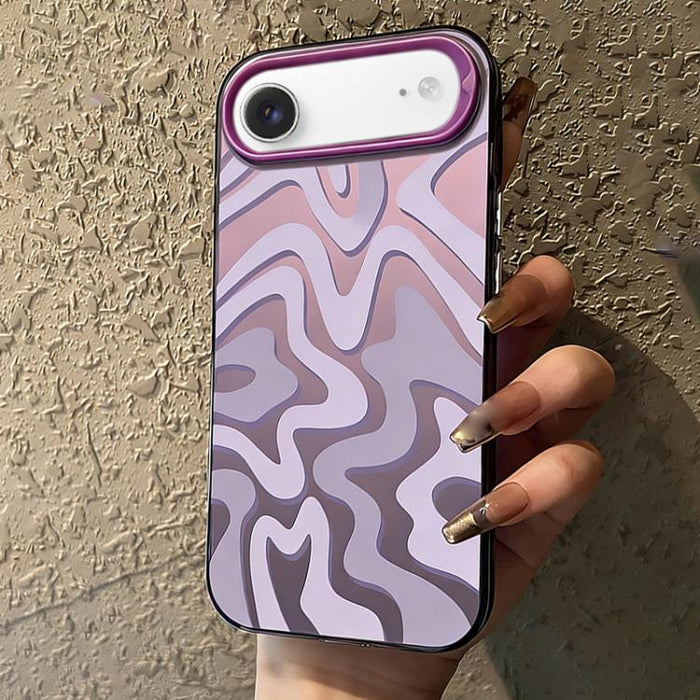 Funda para teléfono 2 en 1 de PC IMD con estampado de rayas onduladas y acabado mate, For iPhone 17e / 16e, For iPhone 17 Pro Max, For iPhone 17 Pro, For iPhone 17, For iPhone Air, For iPhone 16 Pro Max, For iPhone 16 Pro, For iPhone 16 Plus           ...