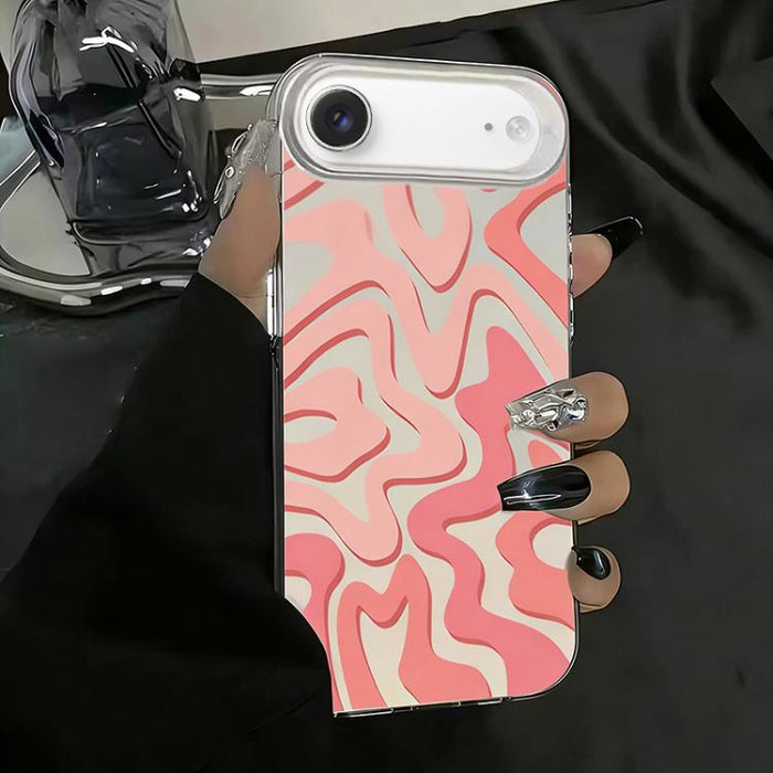 Funda para teléfono 2 en 1 de PC IMD con estampado de rayas onduladas y acabado mate, For iPhone 17e / 16e, For iPhone 17 Pro Max, For iPhone 17 Pro, For iPhone 17, For iPhone Air, For iPhone 16 Pro Max, For iPhone 16 Pro, For iPhone 16 Plus           ...