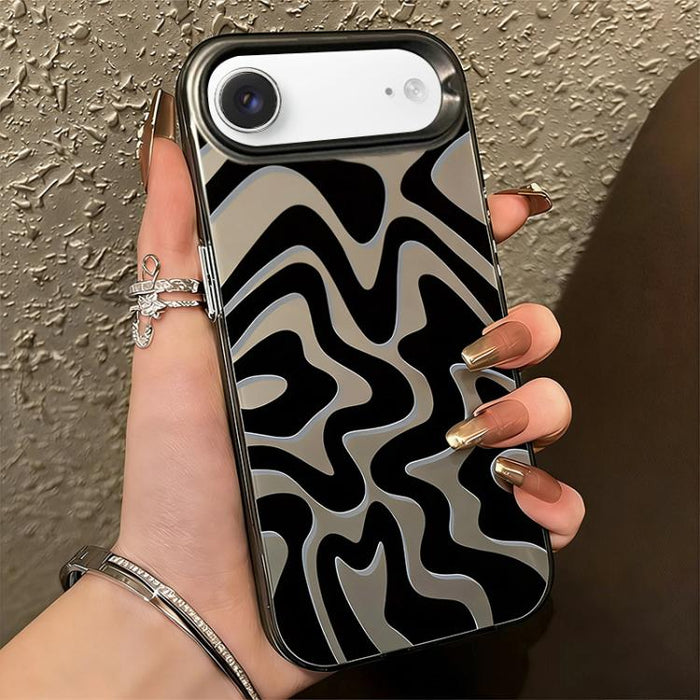 Funda para teléfono 2 en 1 de PC IMD con estampado de rayas onduladas y acabado mate, For iPhone 17e / 16e, For iPhone 17 Pro Max, For iPhone 17 Pro, For iPhone 17, For iPhone Air, For iPhone 16 Pro Max, For iPhone 16 Pro, For iPhone 16 Plus           ...