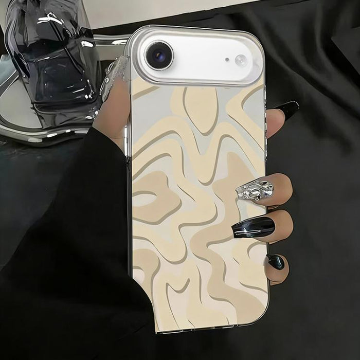 Funda para teléfono 2 en 1 de PC IMD con estampado de rayas onduladas y acabado mate, For iPhone 17e / 16e, For iPhone 17 Pro Max, For iPhone 17 Pro, For iPhone 17, For iPhone Air, For iPhone 16 Pro Max, For iPhone 16 Pro, For iPhone 16 Plus           ...