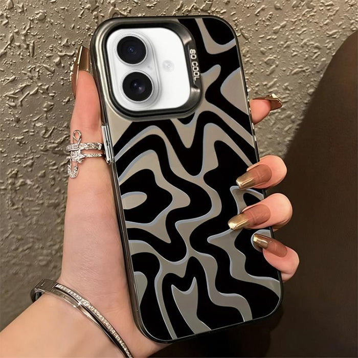 Funda para teléfono 2 en 1 de PC IMD con estampado de rayas onduladas y acabado mate, For iPhone 17e / 16e, For iPhone 17 Pro Max, For iPhone 17 Pro, For iPhone 17, For iPhone Air, For iPhone 16 Pro Max, For iPhone 16 Pro, For iPhone 16 Plus           ...