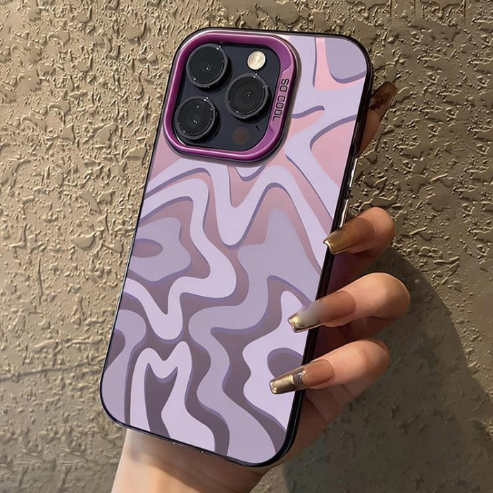 Funda para teléfono 2 en 1 de PC IMD con estampado de rayas onduladas y acabado mate, For iPhone 17e / 16e, For iPhone 17 Pro Max, For iPhone 17 Pro, For iPhone 17, For iPhone Air, For iPhone 16 Pro Max, For iPhone 16 Pro, For iPhone 16 Plus           ...