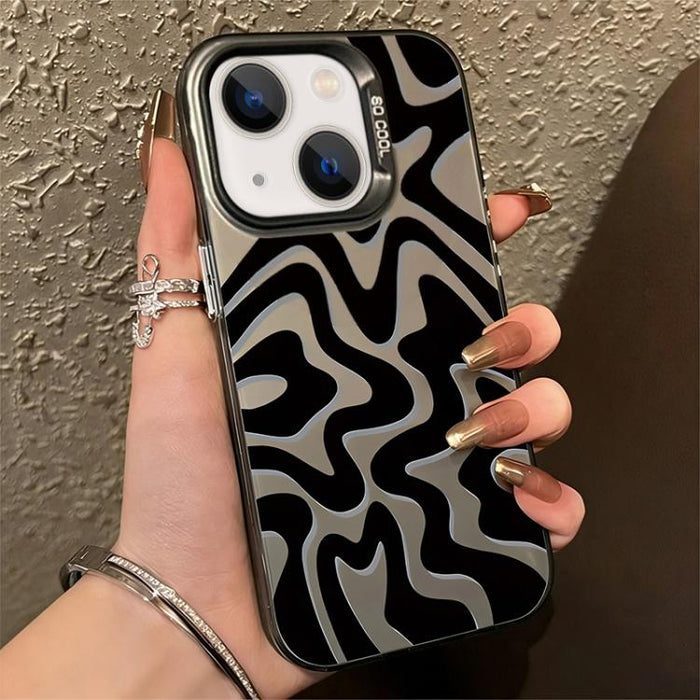 Funda para teléfono 2 en 1 de PC IMD con estampado de rayas onduladas y acabado mate, For iPhone 17e / 16e, For iPhone 17 Pro Max, For iPhone 17 Pro, For iPhone 17, For iPhone Air, For iPhone 16 Pro Max, For iPhone 16 Pro, For iPhone 16 Plus           ...