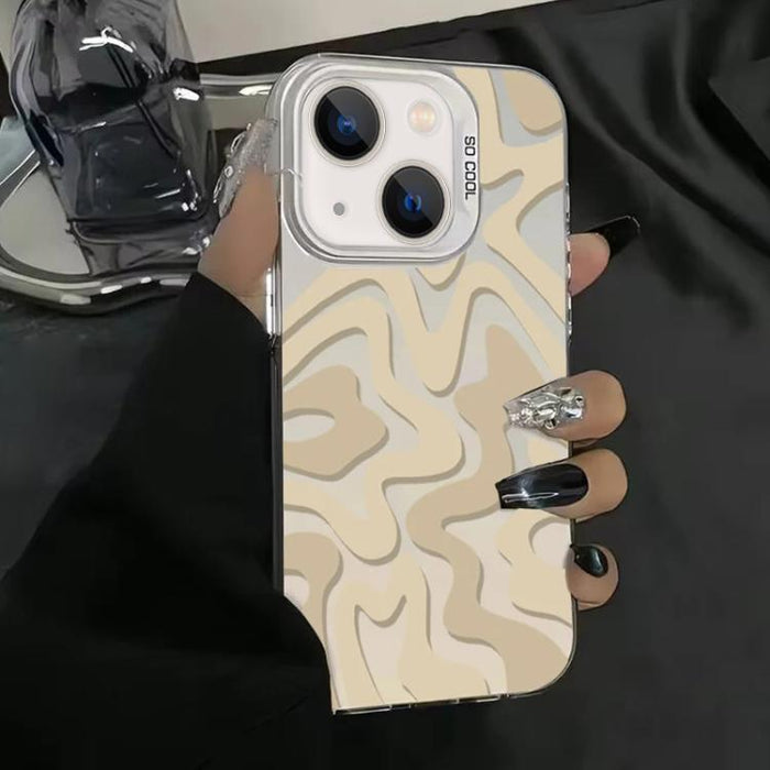 Funda para teléfono 2 en 1 de PC IMD con estampado de rayas onduladas y acabado mate, For iPhone 17e / 16e, For iPhone 17 Pro Max, For iPhone 17 Pro, For iPhone 17, For iPhone Air, For iPhone 16 Pro Max, For iPhone 16 Pro, For iPhone 16 Plus           ...