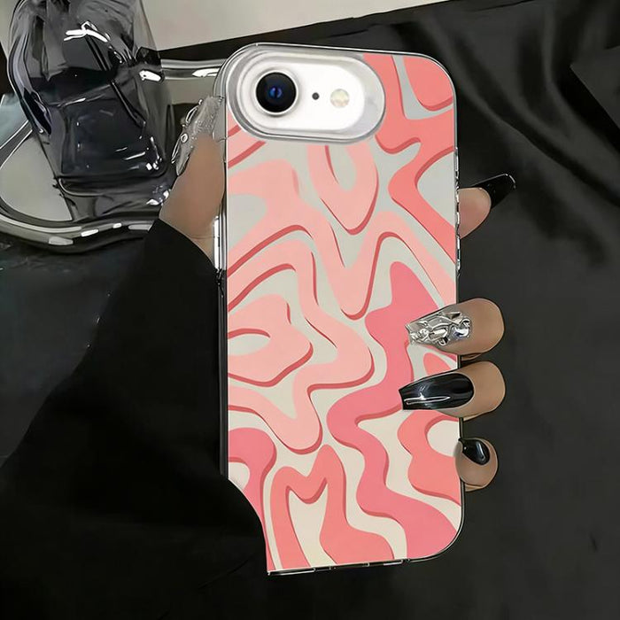 Funda para teléfono 2 en 1 de PC IMD con estampado de rayas onduladas y acabado mate, For iPhone 17e / 16e, For iPhone 17 Pro Max, For iPhone 17 Pro, For iPhone 17, For iPhone Air, For iPhone 16 Pro Max, For iPhone 16 Pro, For iPhone 16 Plus           ...