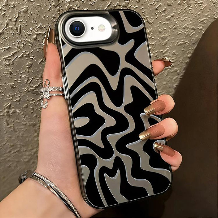 Funda para teléfono 2 en 1 de PC IMD con estampado de rayas onduladas y acabado mate, For iPhone 17e / 16e, For iPhone 17 Pro Max, For iPhone 17 Pro, For iPhone 17, For iPhone Air, For iPhone 16 Pro Max, For iPhone 16 Pro, For iPhone 16 Plus           ...
