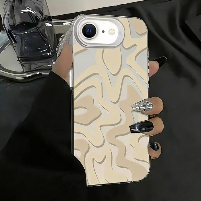 Funda para teléfono 2 en 1 de PC IMD con estampado de rayas onduladas y acabado mate, For iPhone 17e / 16e, For iPhone 17 Pro Max, For iPhone 17 Pro, For iPhone 17, For iPhone Air, For iPhone 16 Pro Max, For iPhone 16 Pro, For iPhone 16 Plus           ...