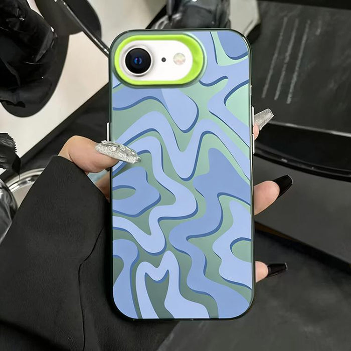 Funda para teléfono 2 en 1 de PC IMD con estampado de rayas onduladas y acabado mate, For iPhone 17e / 16e, For iPhone 17 Pro Max, For iPhone 17 Pro, For iPhone 17, For iPhone Air, For iPhone 16 Pro Max, For iPhone 16 Pro, For iPhone 16 Plus           ...
