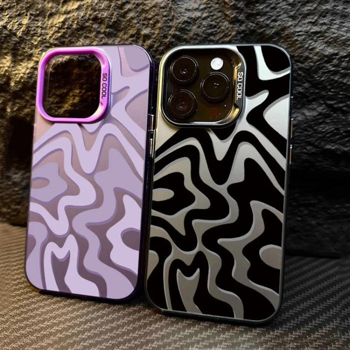 Funda para teléfono 2 en 1 de PC IMD con estampado de rayas onduladas y acabado mate, For iPhone 17e / 16e, For iPhone 17 Pro Max, For iPhone 17 Pro, For iPhone 17, For iPhone Air, For iPhone 16 Pro Max, For iPhone 16 Pro, For iPhone 16 Plus           ...