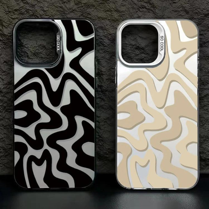 Funda para teléfono 2 en 1 de PC IMD con estampado de rayas onduladas y acabado mate, For iPhone 17e / 16e, For iPhone 17 Pro Max, For iPhone 17 Pro, For iPhone 17, For iPhone Air, For iPhone 16 Pro Max, For iPhone 16 Pro, For iPhone 16 Plus           ...