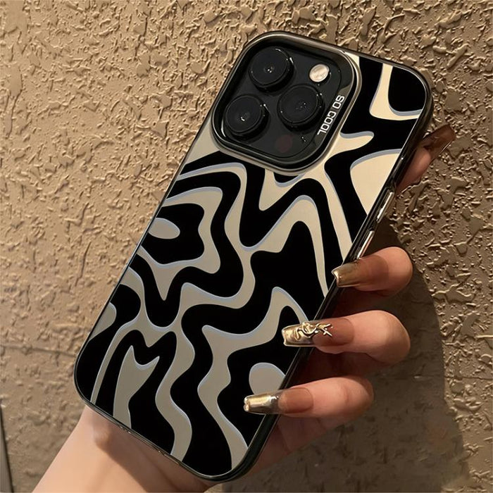 Funda para teléfono 2 en 1 de PC IMD con estampado de rayas onduladas y acabado mate, For iPhone 17e / 16e, For iPhone 17 Pro Max, For iPhone 17 Pro, For iPhone 17, For iPhone Air, For iPhone 16 Pro Max, For iPhone 16 Pro, For iPhone 16 Plus           ...