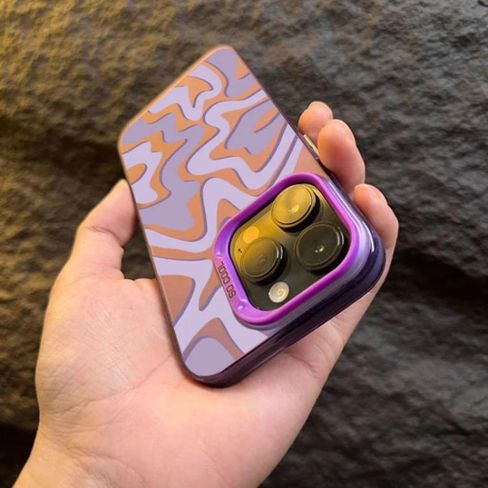 Funda para teléfono 2 en 1 de PC IMD con estampado de rayas onduladas y acabado mate, For iPhone 17e / 16e, For iPhone 17 Pro Max, For iPhone 17 Pro, For iPhone 17, For iPhone Air, For iPhone 16 Pro Max, For iPhone 16 Pro, For iPhone 16 Plus           ...