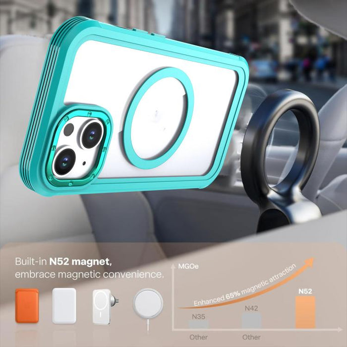 Funda magnética acrílica de cobertura total para teléfono con clip trasero, For iPhone 14 / 13, For iPhone 14 Pro, For iPhone 14 Pro Max, For iPhone 13 Pro Max, For iPhone 13 Pro, For iPhone 12 / 12 Pro, For iPhone 12 Pro Max