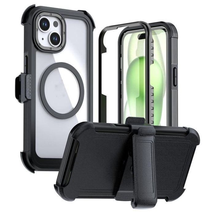 Funda magnética acrílica de cobertura total para teléfono con clip trasero, For iPhone 14 / 13, For iPhone 14 Pro, For iPhone 14 Pro Max, For iPhone 13 Pro Max, For iPhone 13 Pro, For iPhone 12 / 12 Pro, For iPhone 12 Pro Max