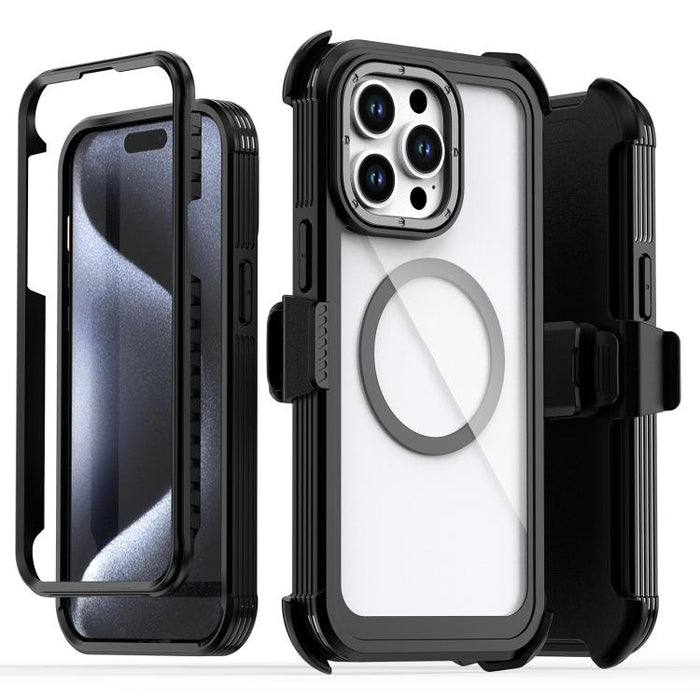 Funda magnética acrílica de cobertura total para teléfono con clip trasero, For iPhone 14 / 13, For iPhone 14 Pro, For iPhone 14 Pro Max, For iPhone 13 Pro Max, For iPhone 13 Pro, For iPhone 12 / 12 Pro, For iPhone 12 Pro Max