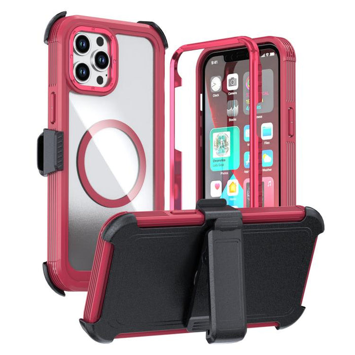 Funda magnética acrílica de cobertura total para teléfono con clip trasero, For iPhone 14 / 13, For iPhone 14 Pro, For iPhone 14 Pro Max, For iPhone 13 Pro Max, For iPhone 13 Pro, For iPhone 12 / 12 Pro, For iPhone 12 Pro Max