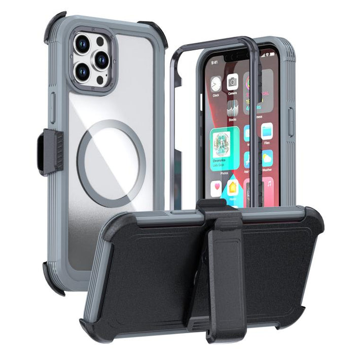 Funda magnética acrílica de cobertura total para teléfono con clip trasero, For iPhone 14 / 13, For iPhone 14 Pro, For iPhone 14 Pro Max, For iPhone 13 Pro Max, For iPhone 13 Pro, For iPhone 12 / 12 Pro, For iPhone 12 Pro Max