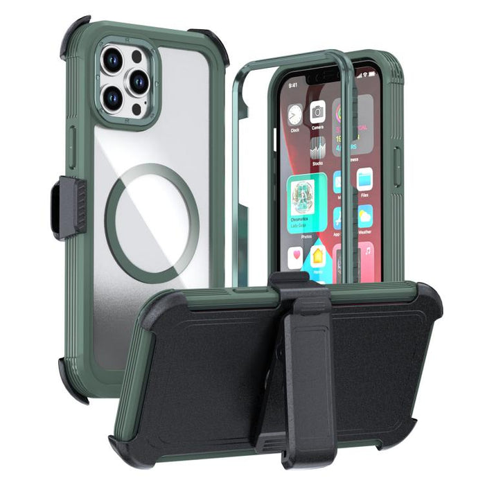 Funda magnética acrílica de cobertura total para teléfono con clip trasero, For iPhone 14 / 13, For iPhone 14 Pro, For iPhone 14 Pro Max, For iPhone 13 Pro Max, For iPhone 13 Pro, For iPhone 12 / 12 Pro, For iPhone 12 Pro Max