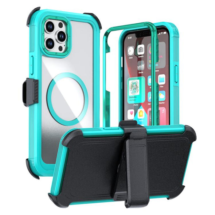 Funda magnética acrílica de cobertura total para teléfono con clip trasero, For iPhone 14 / 13, For iPhone 14 Pro, For iPhone 14 Pro Max, For iPhone 13 Pro Max, For iPhone 13 Pro, For iPhone 12 / 12 Pro, For iPhone 12 Pro Max