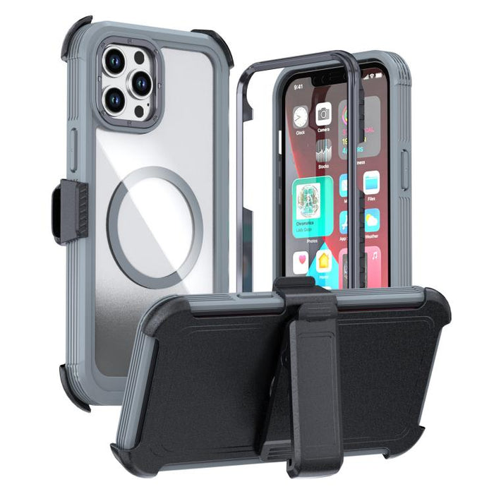 Funda magnética acrílica de cobertura total para teléfono con clip trasero, For iPhone 14 / 13, For iPhone 14 Pro, For iPhone 14 Pro Max, For iPhone 13 Pro Max, For iPhone 13 Pro, For iPhone 12 / 12 Pro, For iPhone 12 Pro Max